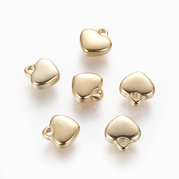 304 Stainless Steel Charms, Puffed Heart, Golden, 7.5x7x2.5mm, Hole: 1.2mm