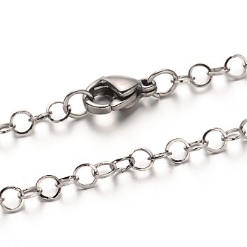 304 Stainless Steel Cable Chain Necklaces, with Lobster Claw Clasps, Stainless Steel Color, 29.5 inch(74.9cm)x3mm