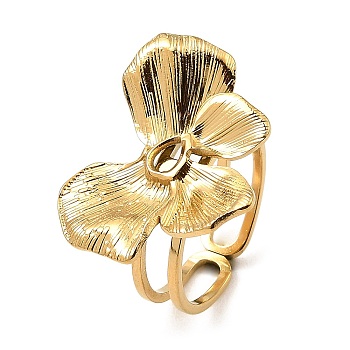 304 Stainless Steel Open Cuff Rings, Butterfly, Real 18K Gold Plated, US Size 6 1/2(16.9mm)