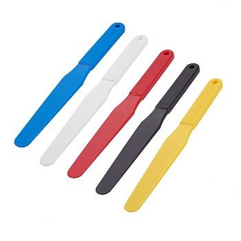 Plastic Oil Painting Scraper Knife, Stirring Rods, Drawing Arts Tools, Mixed Color, 285x31x1.5~10.5mm, 5colors, 1pc/color, 5pcs/set