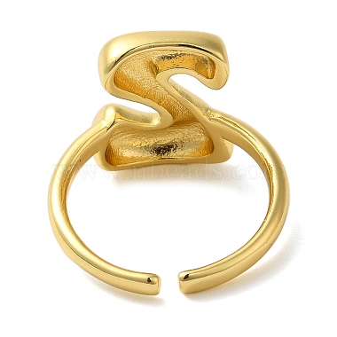 Initials Brass Open Cuff Ring for Women(RJEW-N046-02Z-G)-3