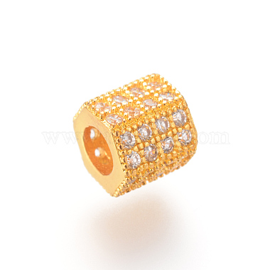 8mm Hexagon Brass+Cubic Zirconia Beads