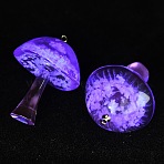Luminous Epoxy Resin Mushroom Pendants, Glow in the Dark, with Brass Finding, Dark Violet, 34x24mm, Hole: 1.4mm(X-RESI-C054-01C)