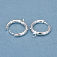 201 Stainless Steel Huggie Hoop Earring Findings, with Horizontal Loop and 316 Surgical Stainless Steel Pin, Silver, 22x20x3mm, Hole: 2.5mm, Pin: 1mm(STAS-P283-01G-S)