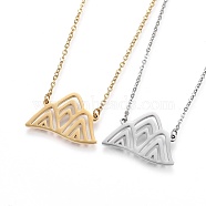 304 Stainless Steel Pendant  Necklaces, Mountains, Mixed Color, 18.8 inch(48cm), 1.5mm(NJEW-P224-28)