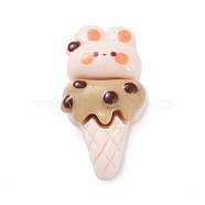 Dessert Theme Opaque Resin Imitation Food Decoden Cabochons, Jewelry Making, Camel Color, Ice Cream, 33.5x17.5x9mm(RESI-Q226-02B)