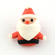 Handmade Christmas Santa Claus Polymer Clay Pendants, Red, 29x26x8mm, Hole: 1mm(X-CLAY-R060-33)