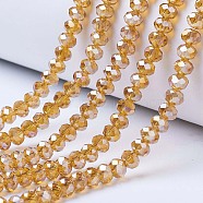 Electroplate Glass Beads Strands, AB Color Plated, Faceted, Rondelle, Peru, 6x5mm, Hole: 1mm, about 85~88pcs/strand, 16.1~16.5 inch(41~42cm)(X-EGLA-A034-T6mm-B05)