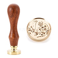 Brass Wax Sealing Stamp, with Rosewood Handle for Post Decoration DIY Card Making, Map Pattern, 89.5x25.5mm(AJEW-F047-C03)