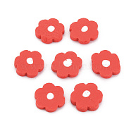 Handmade Polymer Clay Cabochons, Flower, Red, 9~10x9~10x2mm, about 290pcs/50g(X-CLAY-N006-131)