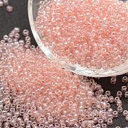 8/0 Glass Seed Beads, Grade A, Round, Transparent Colours Lustered, PeachPuff, 2.8~3.2mm, Hole: 1.0mm, about 15000pcs/pound(SEED-J012-F8-L116)