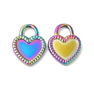 Ion Plating(IP) 304 Stainless Steel Pendants, Heart Charms, Rainbow Color, 18x14x3mm, Hole: 4.5x5mm(STAS-L268-037MC)