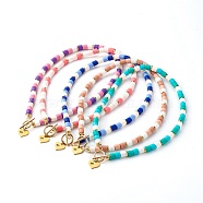 Polymer Clay Beaded Necklaces, with Brass Spacer Beads, Mixed Color, 16.14 inch(410mm)(NJEW-JN03584)