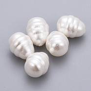 Spray Painted Shell Pearl Beads, Half Drilled, Textured, Creamy White, 16x12.5mm, Half Hole: 1mm(BSHE-Q031-13)