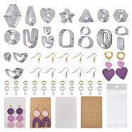FASHEWELRY DIY Earring Making Finding Kits, Including 430 Stainless Steel Clay Earring Cutters, Brass Jump Rings & Earring Hooks, Cellophane Bags, Cardboard Cards, Plastic Ear Nuts, Golden & Stainless Steel Color(DIY-FW0001-22)