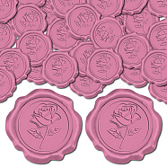Adhesive Wax Seal Stickers, Envelope Seal Decoration, For Craft Scrapbook DIY Gift, Flower, Hot Pink, 30mm, 50pcs/box(DIY-CP0009-12J)