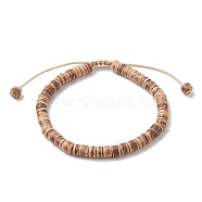 Coconut Adjustable Braided Bead Bracelet for Men Women, Camel, Inner Diameter: 1-3/4~2-3/4 inch(4.3~7.1cm)(BJEW-JB09290)