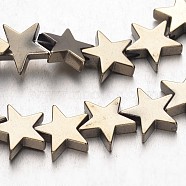 Electroplate Non-magnetic Synthetic Hematite Bead Strands, Star, Antique Bronze Plated, 10x10x2~3mm, Hole: 1mm, about 47pcs/strand, 15.5 inch(G-F300-24D-06)