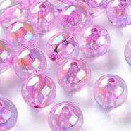 Transparent Acrylic Beads, AB Color Plated, Round, Violet, 16x15mm, Hole: 2.8mm, about 220pcs/500g(MACR-S370-B16mm-740)