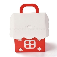 Christmas Folding Gift Boxes, House Shape with Handle, Gift Wrapping Bags, for Presents Candies Cookies, Red, 103x106x124mm(CON-P010-A01)