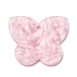 Acrylic Pendants, Imitation Gemstone Style, for DIY Making Keychain, Butterfly, Pink, 49x40.5x2mm, Hole: 3mm(SACR-E005-02B)