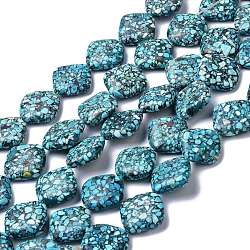 Synthetic Turquoise Beads Strands, Dyed & Heated, Rhombus, 22~23x22~23x6~7mm, Hole: 1mm, about 17pcs/strand, 14.96 inch(38cm)(G-C180-08)