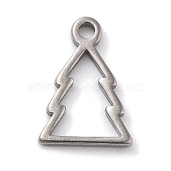 Anti-Tarnish 304 Stainless Steel Charms, Laser Cut, Stainless Steel Color, Christmas Tree, 10.5x7.5x1mm, Hole: 1.2mm(STAS-R003-01P-06)