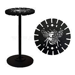 Wooden Wheel, Wooden Display Shelf, Black Holder Stand, Rustic Divination Pendulum Storage Rack, Witch Stuff, Bees Pattern, Wheel: 120x8mm, 2pcs, Studdle: 288x12mm, 1pc(DJEW-WH0046-061)