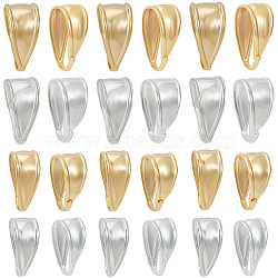 80Pcs 4 Style Brass Snap on Bails, Cadmium Free & Lead Free, 925 Sterling Silver Plated & Real 24K Gold Plated, 10~11x4~5x6~7mm, 20Pcs/style(KK-BBC0011-76)