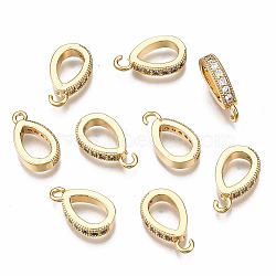 Brass Micro Pave Clear Cubic Zirconia Pendants, Nickel Free, TearDrop Ring, Real 18K Gold Plated, 15x9x3mm, Hole: 1.2~2mm(X-KK-Q277-062-NF)
