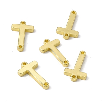 Rack Plating Brass Connector Charms, Real 18K Gold Plated, Long-Lasting Plated, Cadmium Free & Nickel Free & Lead Free, Letter Links, Letter.T, 14x8.5x1.5mm, Hole: 1mm