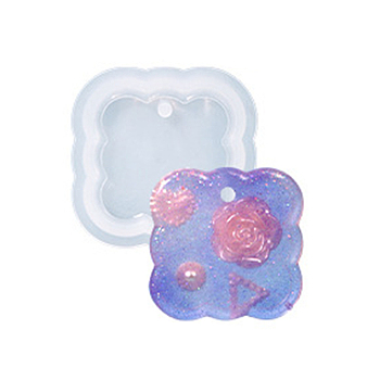 DIY Pendant Silicone Molds, Resin Molds, For UV Resin, Epoxy Resin Jewelry Making, Square, 51x51x8.5mm