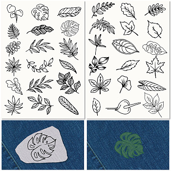PVA Water-soluble Embroidery Aid Drawing Sketch, Rectangle with Rainbow & Insects, Leaf, 297x210mmm, 2pcs/set