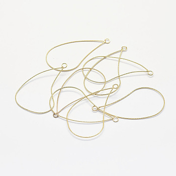 Long-Lasting Plated Brass Pendants, Real 18K Gold Plated, Nickel Free, teardrop, 43x22.5x1mm, Hole: 2.5mm