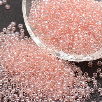 8/0 Glass Seed Beads, Grade A, Round, Transparent Colours Lustered, PeachPuff, 2.8~3.2mm, Hole: 1.0mm, about 15000pcs/pound