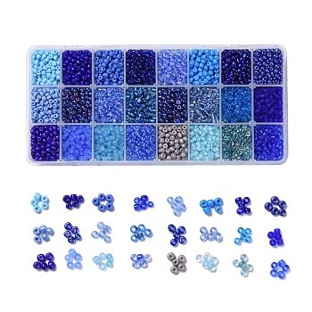 600G 24 Colors Glass Seed Beads, Round, Mixed Color, 6/0, 4~5x2.5~4.5mm, Hole: 1.2~1.5mm, 25g/color