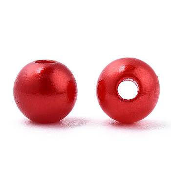 Spray Painted ABS Plastic Imitation Pearl Beads, Round, Red, 6x5.5mm, Hole: 1.8mm, about 4540 pcs/500g