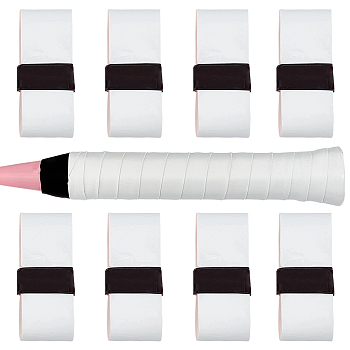 PU Leather Anti-slip Badminton Tennis Racket Grip Tape, Handle Grip Tape, White, 25x0.7mm, 8 bundles