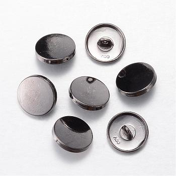 Alloy Shank Buttons, 1-Hole, Flat Round, Gunmetal, 20x7mm, Hole: 2mm