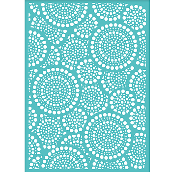 Self-Adhesive Silk Screen Printing Stencil, for Painting on Wood, DIY Decoration T-Shirt Fabric, Turquoise, Round Pattern, 195x140mm