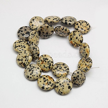 Naturelles plates rondes dalmatien jaspe perles brins(G-L246-11)-2