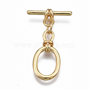 Real 18K Gold Plated Oval Brass Toggle Clasps
