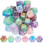 50Pcs Transparent Crackle Acrylic Beads, Gradient Color, Cube, Faceted, Mixed Color, 15.7x19x19mm, Hole: 3.5mm(OACR-SC0002-50)