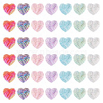 35Pcs UV Plating Iridescent Acrylic Beads, Clear Heart, Mixed Color, 20x22x11.5mm, Hole: 2.5mm(OACR-TA0004-20)
