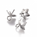 Tarnish Resistant 201 Stainless Steel Cup Peg Bails Charms, for Half Drilled Beads, Flower, Stainless Steel Color, 8x7mm, Hole: 1.8mm, Pin: 0.8mm(STAS-G225-03P)
