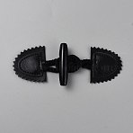 Leather Sew on Coat Tab Closures, Wood Horn Toggle Button with Cotton Loop, Garment Accessories, Black, 181mm(AJEW-WH20048-10)