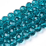 Glass Beads Strands, Faceted Abacus, Rondelle, Cadet Blue, 8x6mm, Hole: 1mm, about 60~62pcs/strand, 39~40cm(EGLA-A034-T8mm-D27-A)