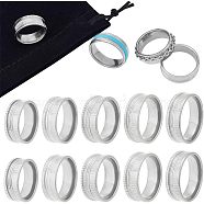 Unicraftale 10Pcs 5 Size 304 Stainless Steel Grooved Finger Ring Settings, Ring Core Blank, for Inlay Ring Jewelry Making, Stainless Steel Color, US Size 7 1/4~12 1/4(17.4~21.4mm), 2Pcs/size(STAS-UN0041-21P)