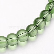 Glass Round Bead Strands, Light Green, 8mm, Hole: 1mm, about 40pcs/strand, 11 inch(X-GLAA-I028-8mm-10)