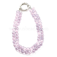 Glass Beaded Mobile Straps, Multifunctional Chain, with Iron Spring Gate Ring, Plum, 302~306x14.5mm(HJEW-E010-01P-08)